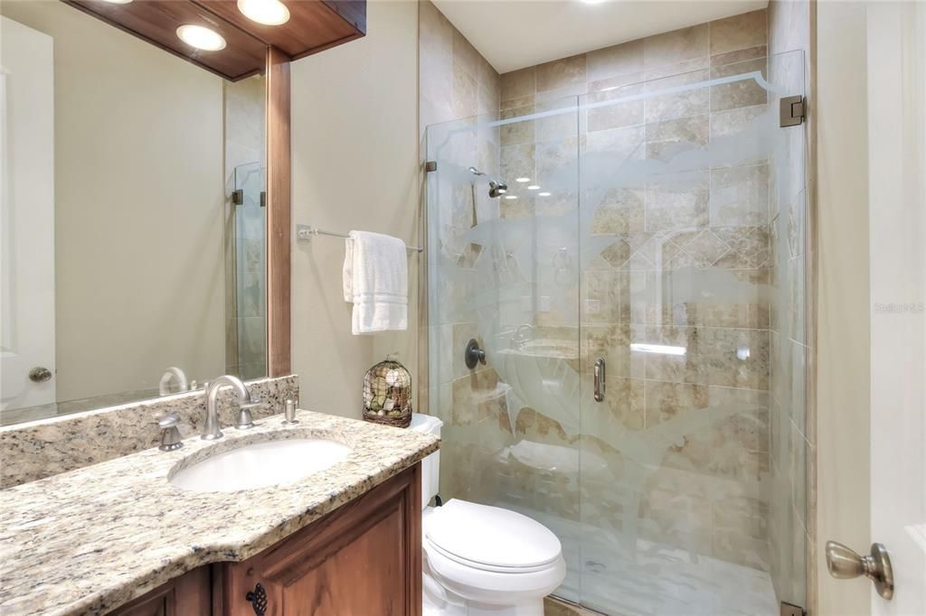 Bathroom, Glass Shower, Interior, Recessed Lighting