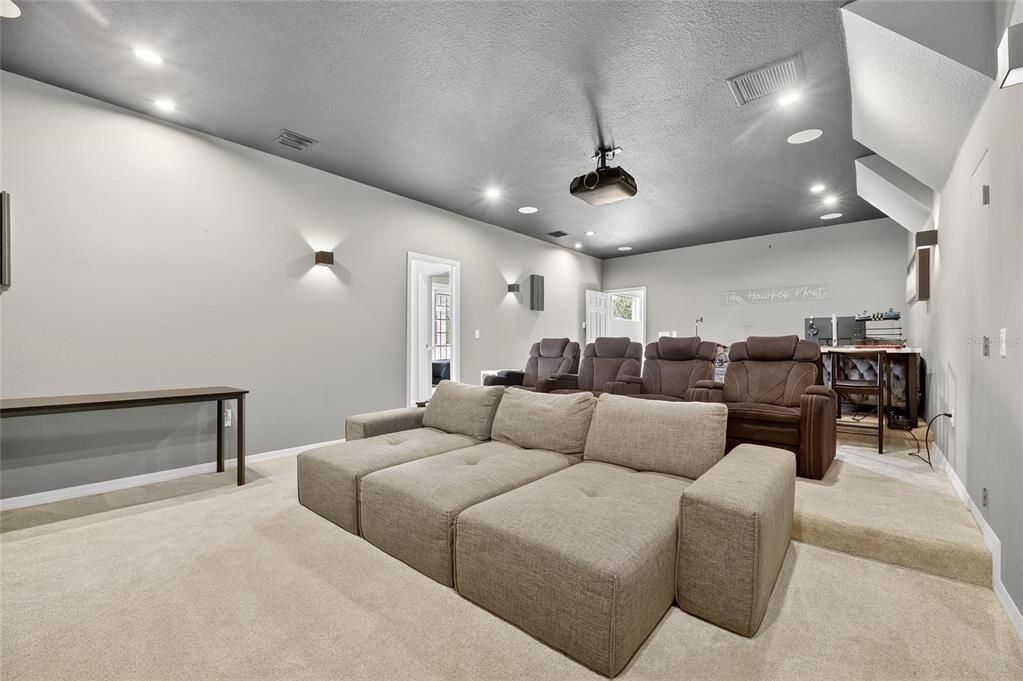 Dining room, Interior, Projection Screen, Recessed Lighting, Theatre Room