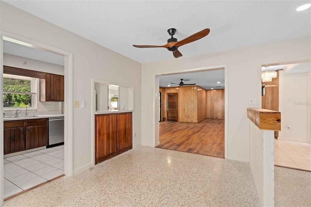 Interior, Kitchen, Recessed Lighting, Wood Texture Flooring
