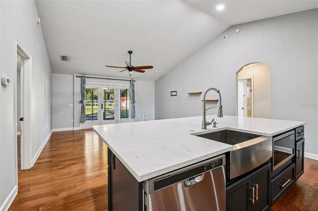 Interior, Kitchen, Recessed Lighting, Wood Texture Flooring