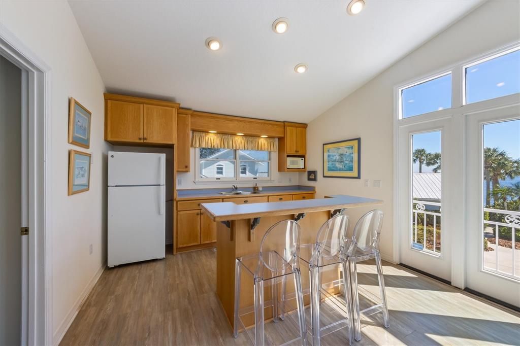 Interior, Kitchen, Recessed Lighting, Wood Texture Flooring