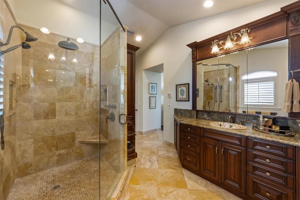Bathroom, Dual Sink Vanities, Glass Shower, Interior, Recessed Lighting