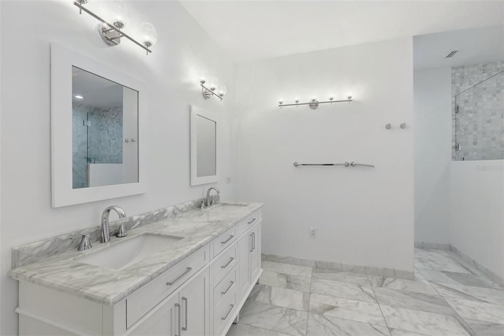Bathroom, Dual Sink Vanities, Interior, Marble