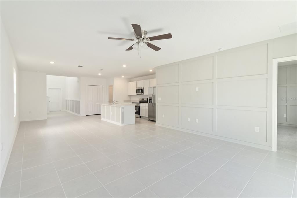 Empty room, Interior, Kitchen, Recessed Lighting, Stainless Steel Appliances