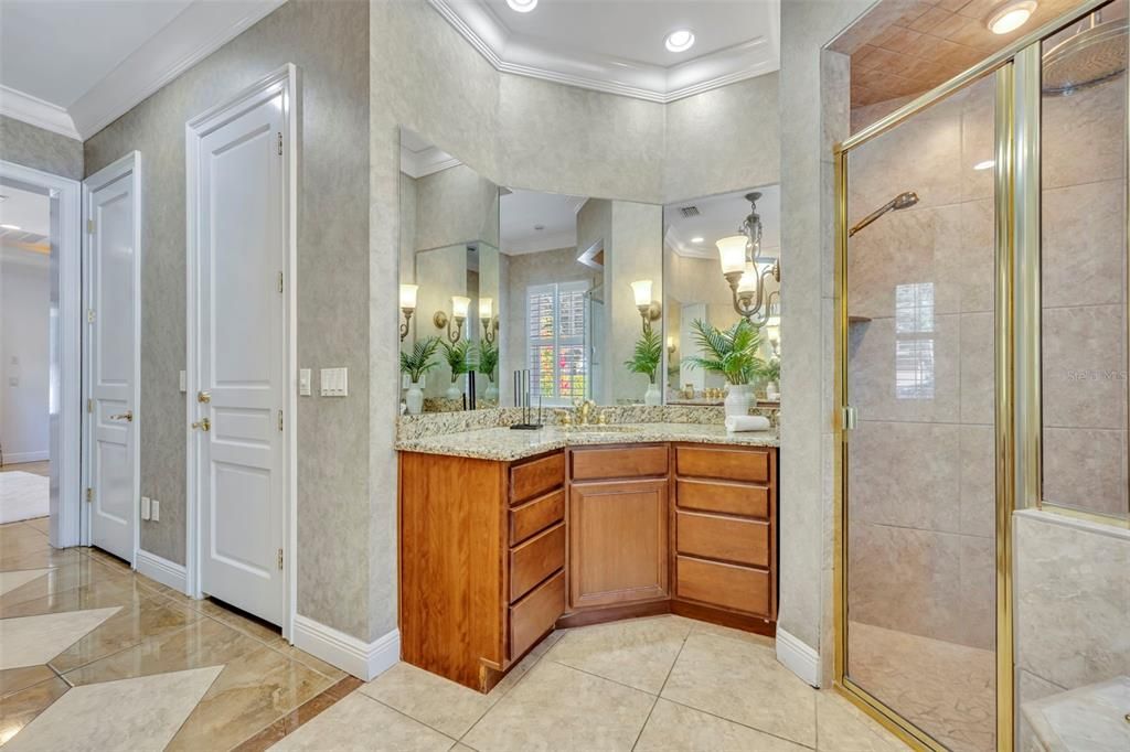 Bathroom, Dual Sink Vanities, Glass Shower, Interior, Recessed Lighting