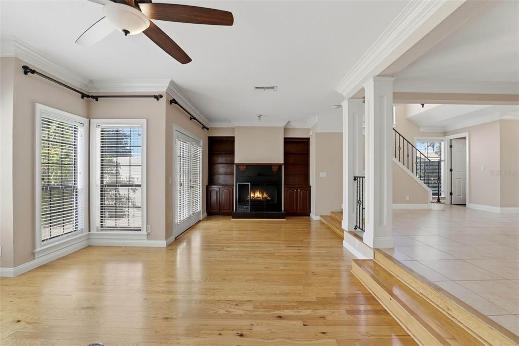 Empty room, Fireplace, Interior, Wood Texture Flooring