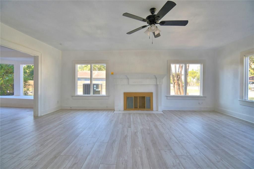 Empty room, Fireplace, Interior, Wood Texture Flooring