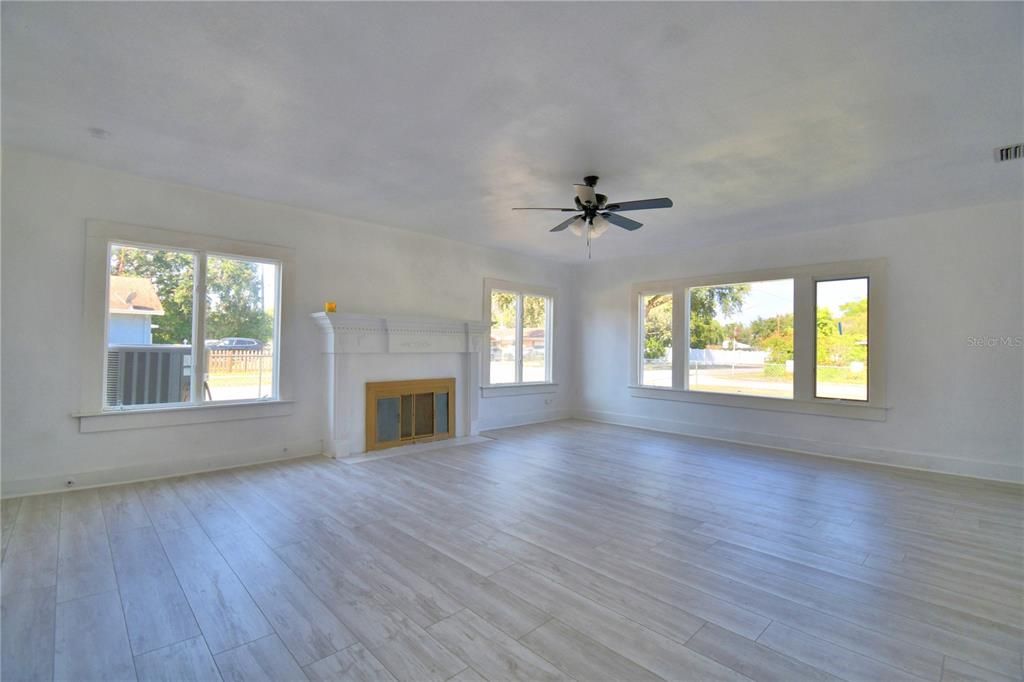 Empty room, Fireplace, Interior, Wood Texture Flooring