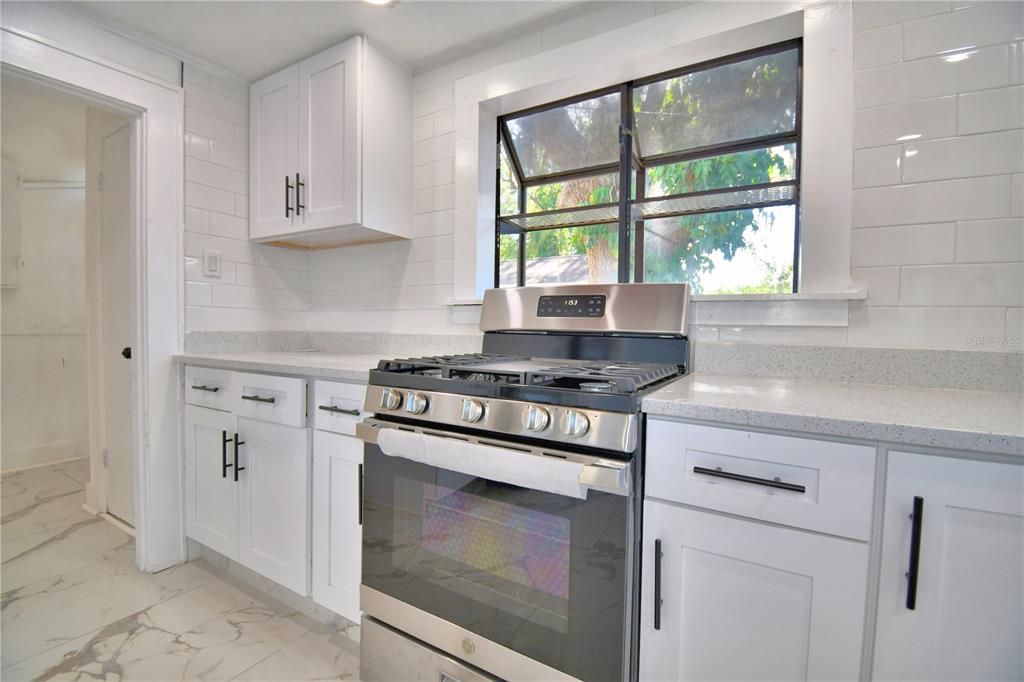 Interior, Kitchen, Marble, Recessed Lighting, Stainless Steel Appliances