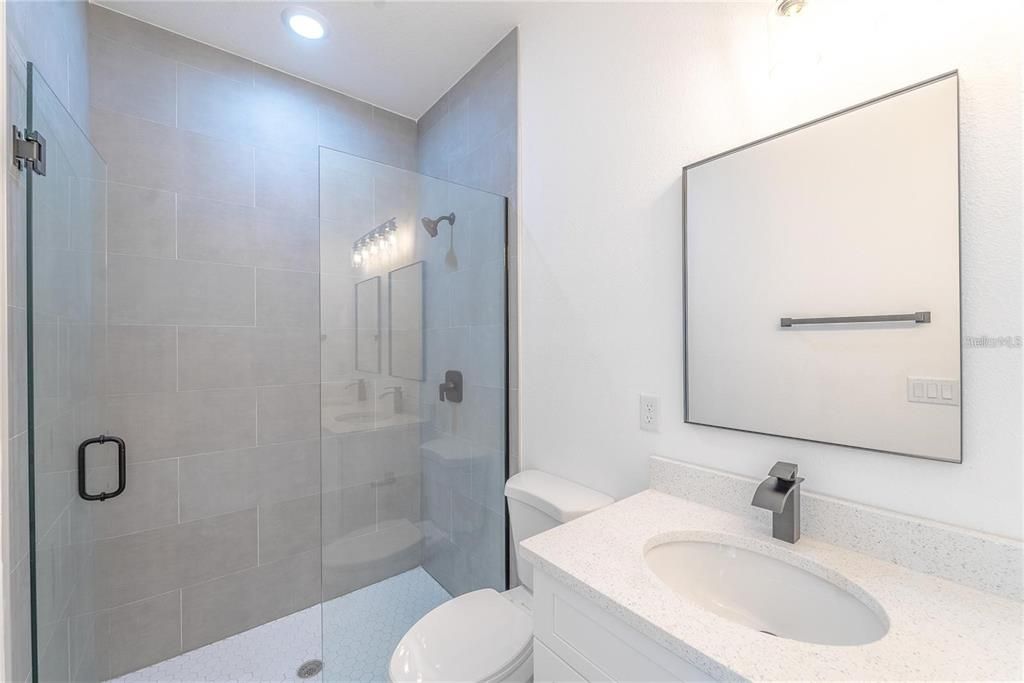 Bathroom, Glass Shower, Interior, Recessed Lighting