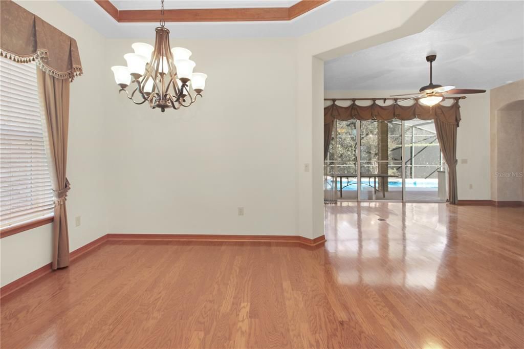 Chandelier, Empty room, Interior, Wood Texture Flooring