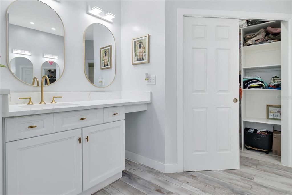 Bathroom, Interior, Recessed Lighting, Wood Texture Flooring
