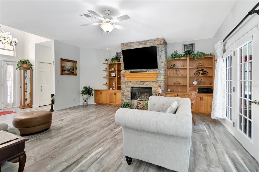Fireplace, Interior, Living room, Wood Texture Flooring