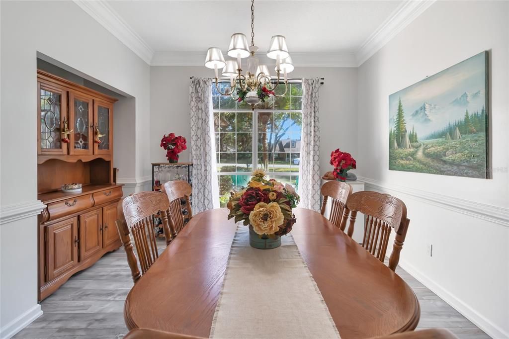 Chandelier, Dining room, Interior, Wood Texture Flooring