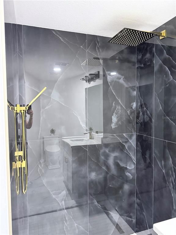 Bathroom, Glass Shower, Interior, Recessed Lighting