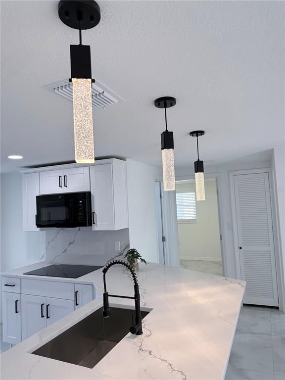 Interior, Kitchen, Marble, Pendant Lights, Recessed Lighting