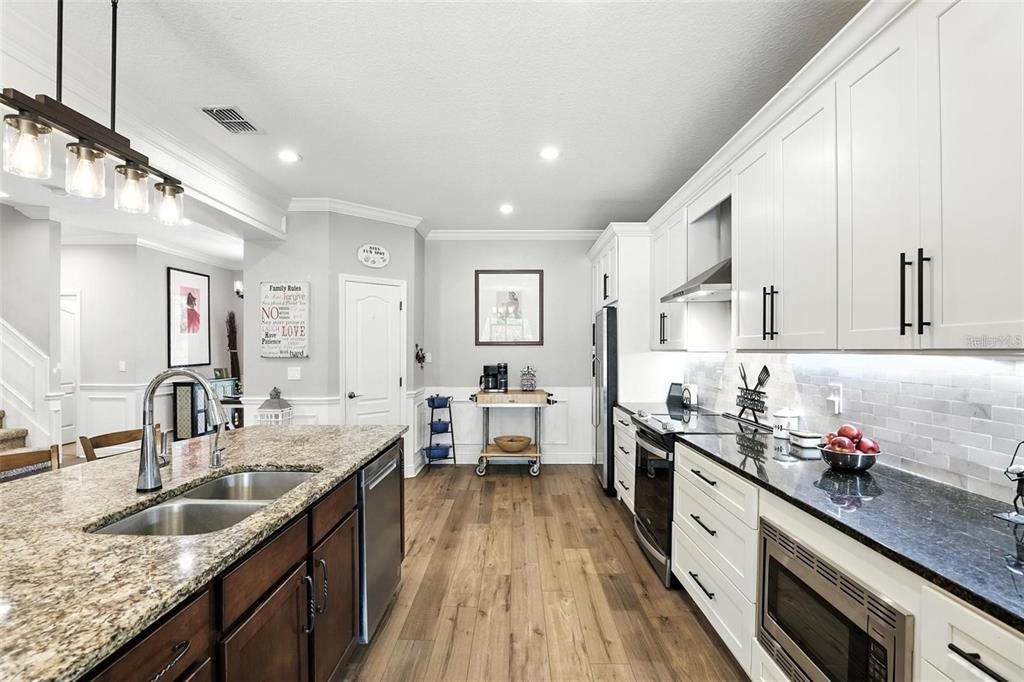 Interior, Kitchen, Recessed Lighting, Wood Texture Flooring