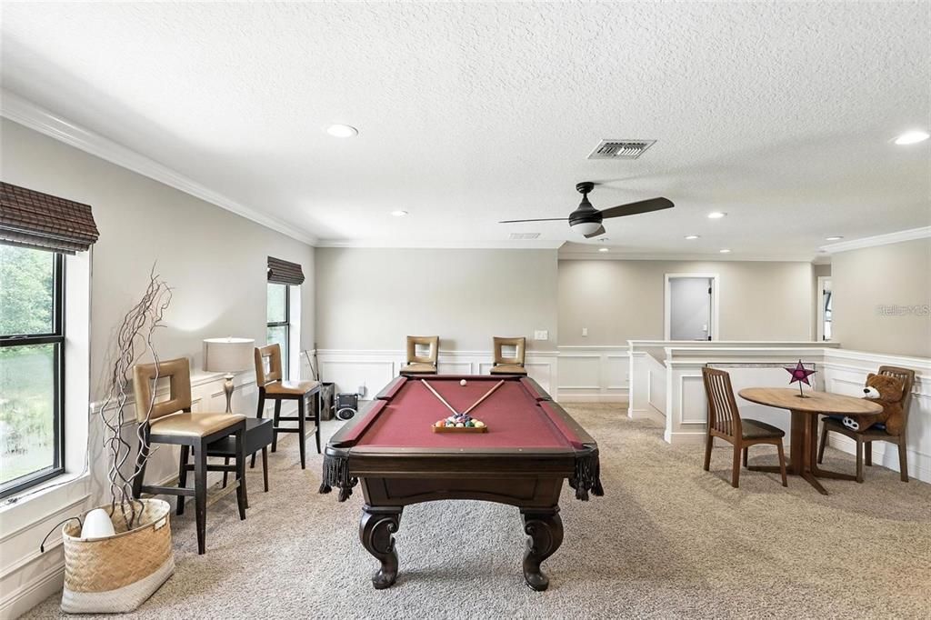 Billiard Table, Game Room, Interior, Recessed Lighting