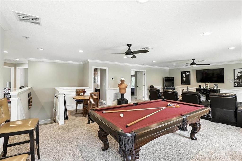 Billiard Table, Game Room, Interior, Recessed Lighting