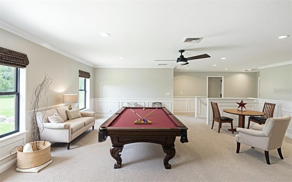 Billiard Table, Game Room, Interior, Recessed Lighting