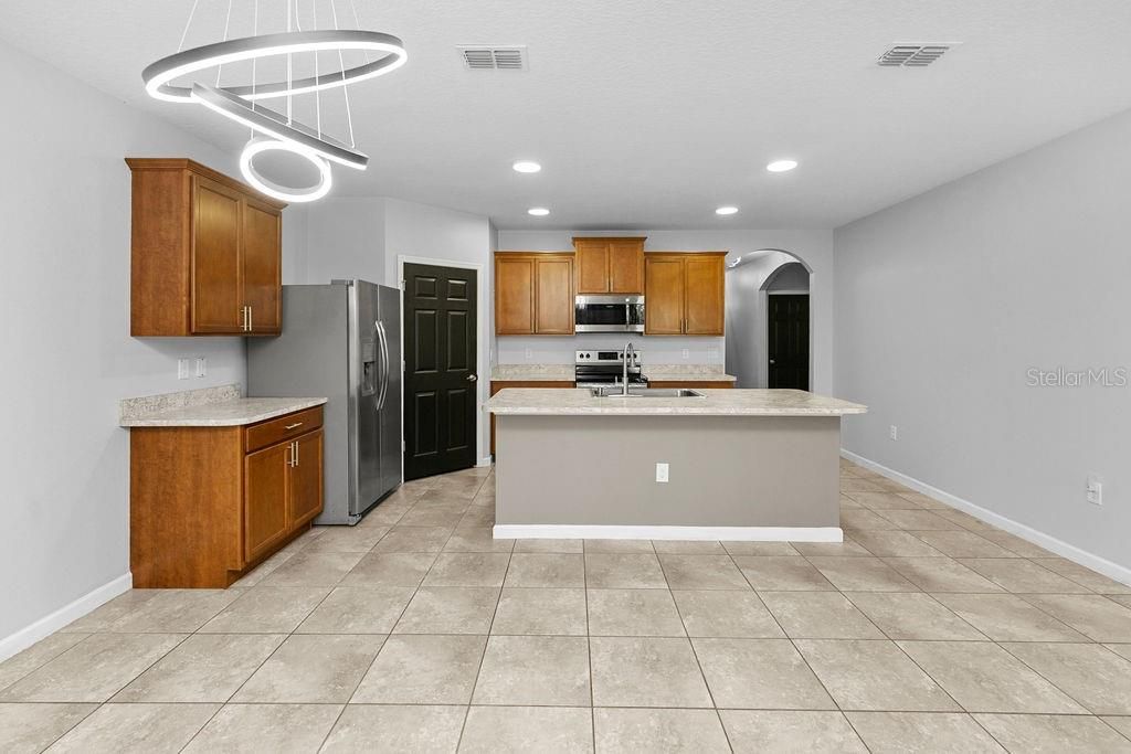 Interior, Kitchen, Pendant Lights, Recessed Lighting, Stainless Steel Appliances