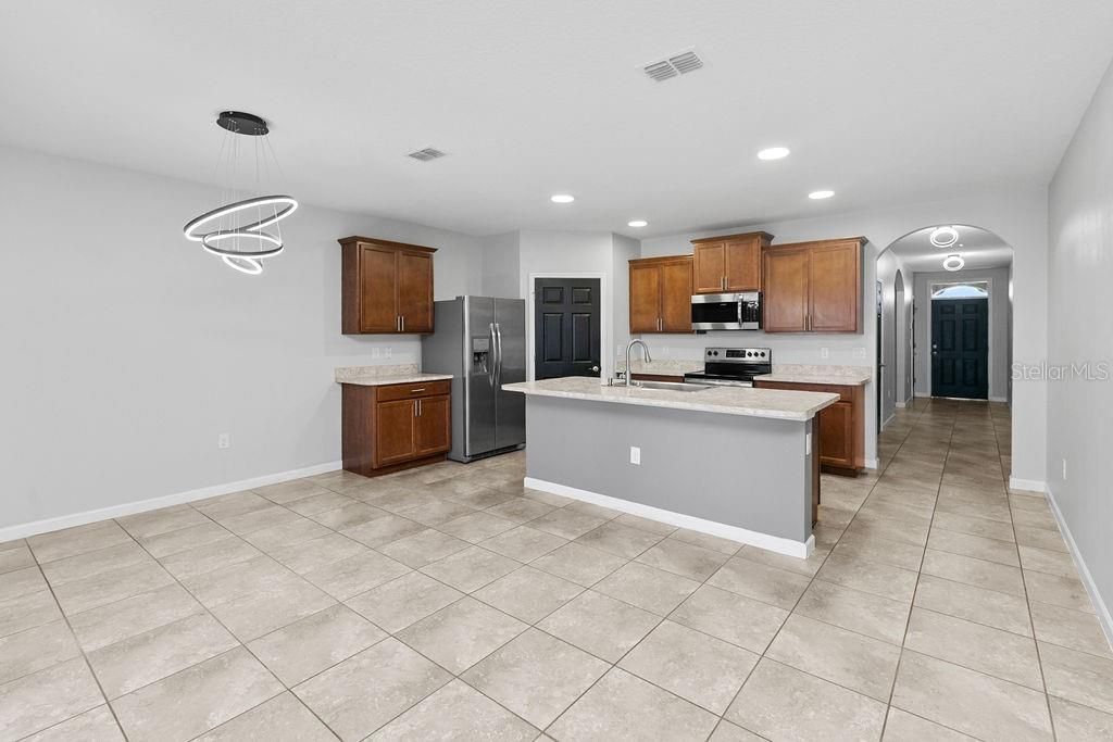 Interior, Kitchen, Pendant Lights, Recessed Lighting, Stainless Steel Appliances