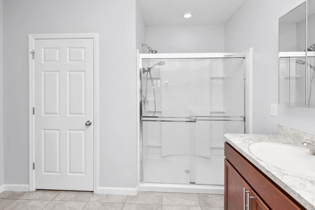 Bathroom, Glass Shower, Interior, Recessed Lighting