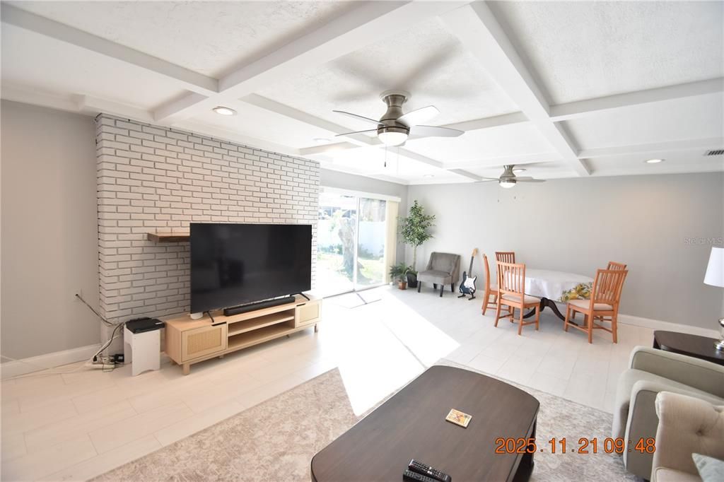 Dining room, Interior, Recessed Lighting, Stone Walls