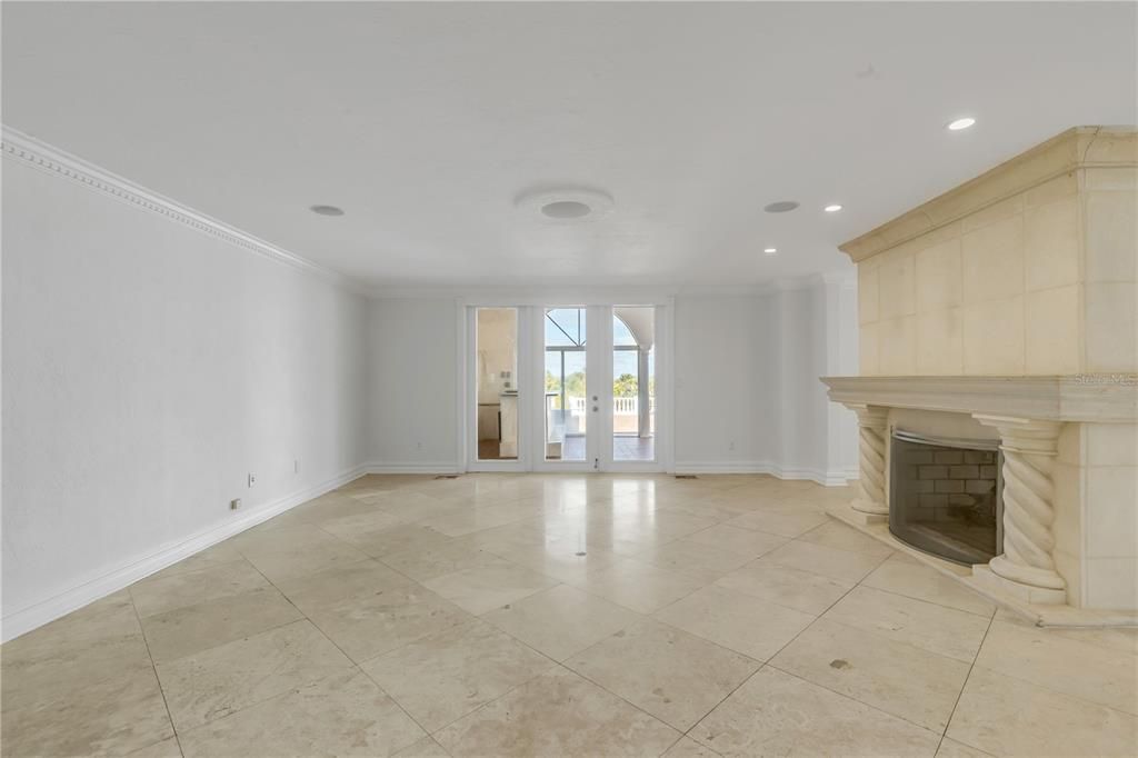 Empty room, Fireplace, Interior, Recessed Lighting