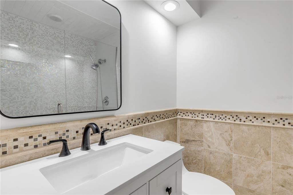 Bathroom, Glass Shower, Interior, Recessed Lighting