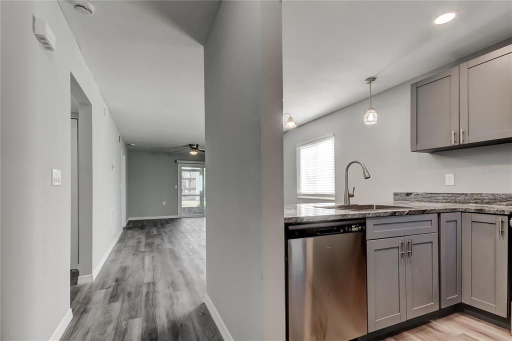 Interior, Kitchen, Pendant Lights, Recessed Lighting, Wood Texture Flooring