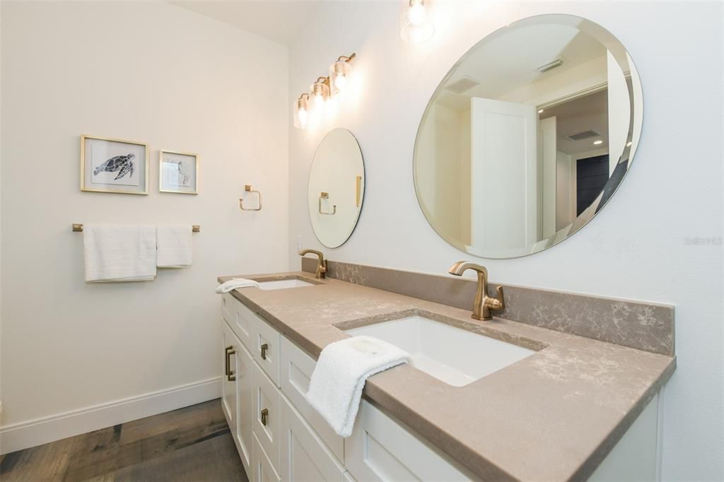 Bathroom, Dual Sink Vanities, Interior, Wood Texture Flooring