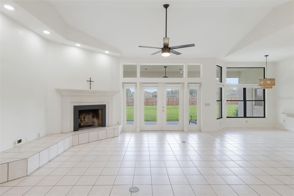Empty room, Fireplace, Interior, Recessed Lighting