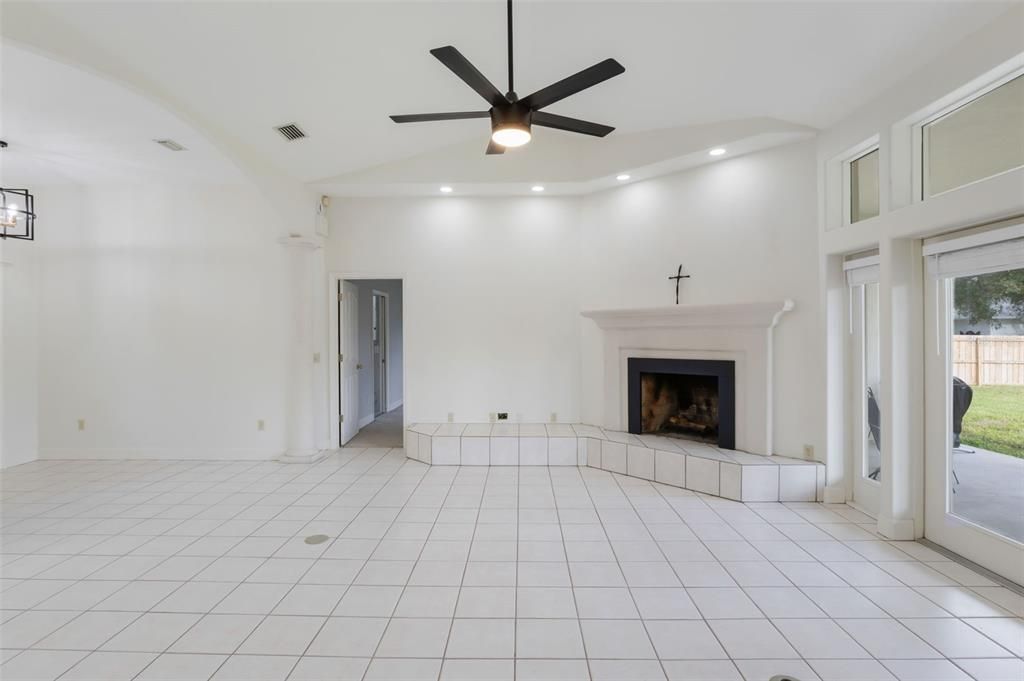 Empty room, Fireplace, Interior, Recessed Lighting