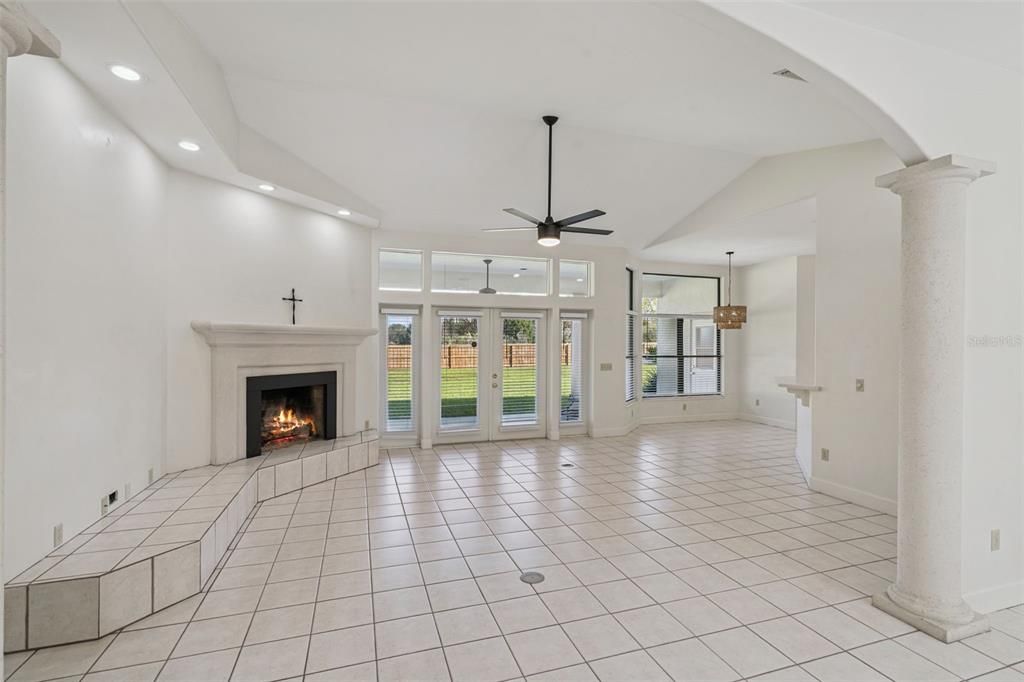 Empty room, Fireplace, Interior, Recessed Lighting