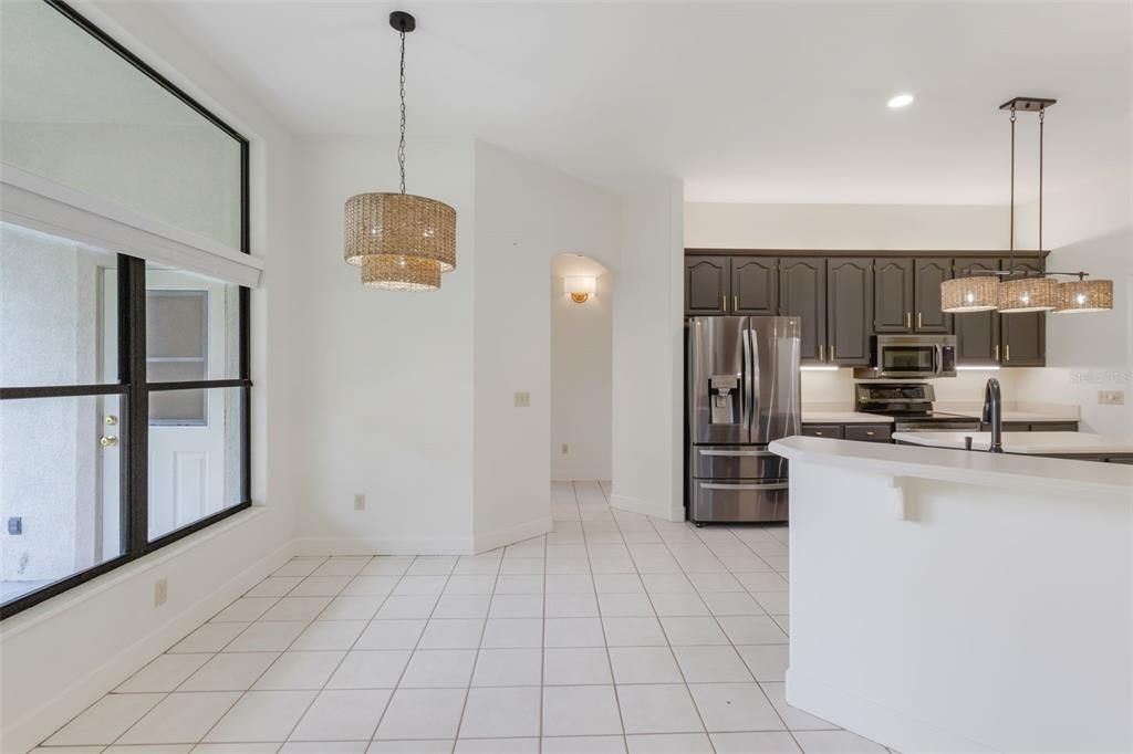 Chandelier, Interior, Kitchen, Pendant Lights, Recessed Lighting, Stainless Steel Appliances