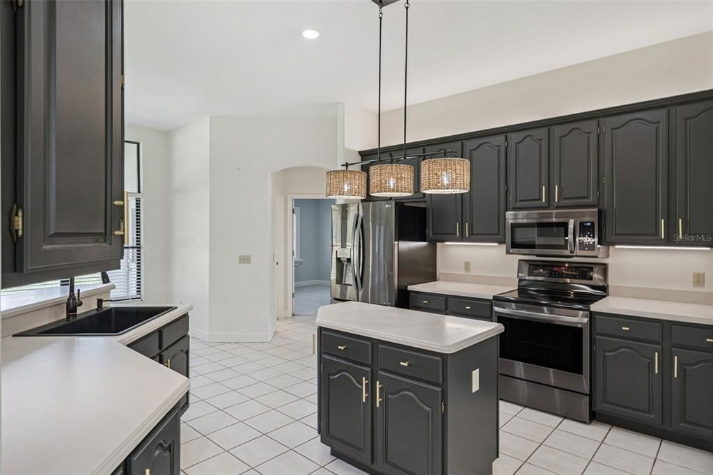Interior, Kitchen, Pendant Lights, Recessed Lighting, Stainless Steel Appliances
