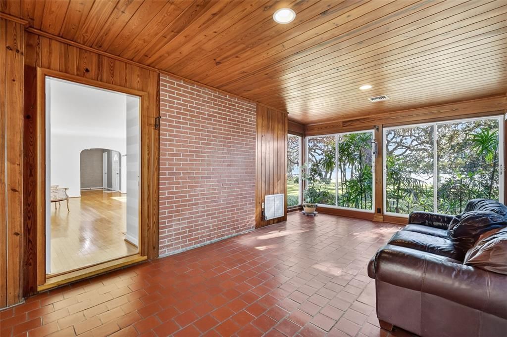 Interior, Recessed Lighting, Stone Walls, Wooden Ceilings, Wooden Walls