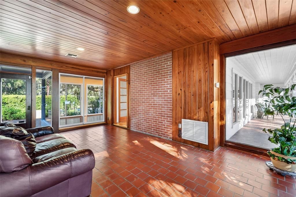 Empty room, Interior, Recessed Lighting, Stone Walls, Wooden Ceilings, Wooden Walls