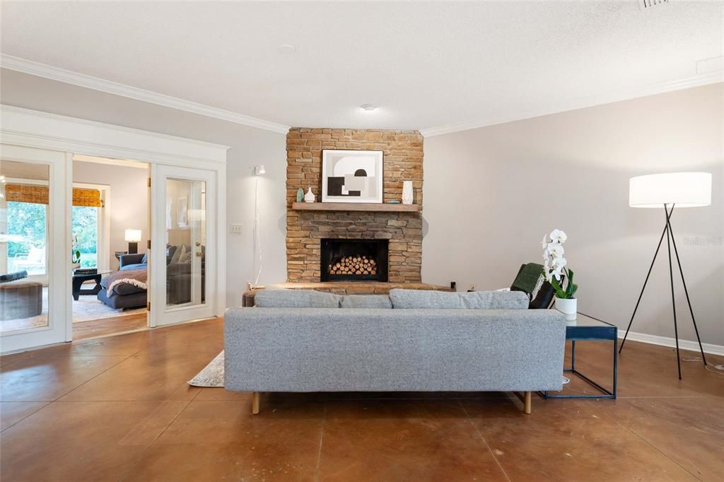 Fireplace, Interior, Living room, Stone Walls