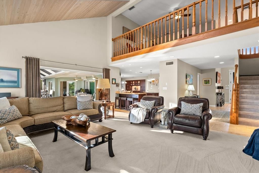 Interior, Living room, Pendant Lights, Recessed Lighting, Wooden Ceilings