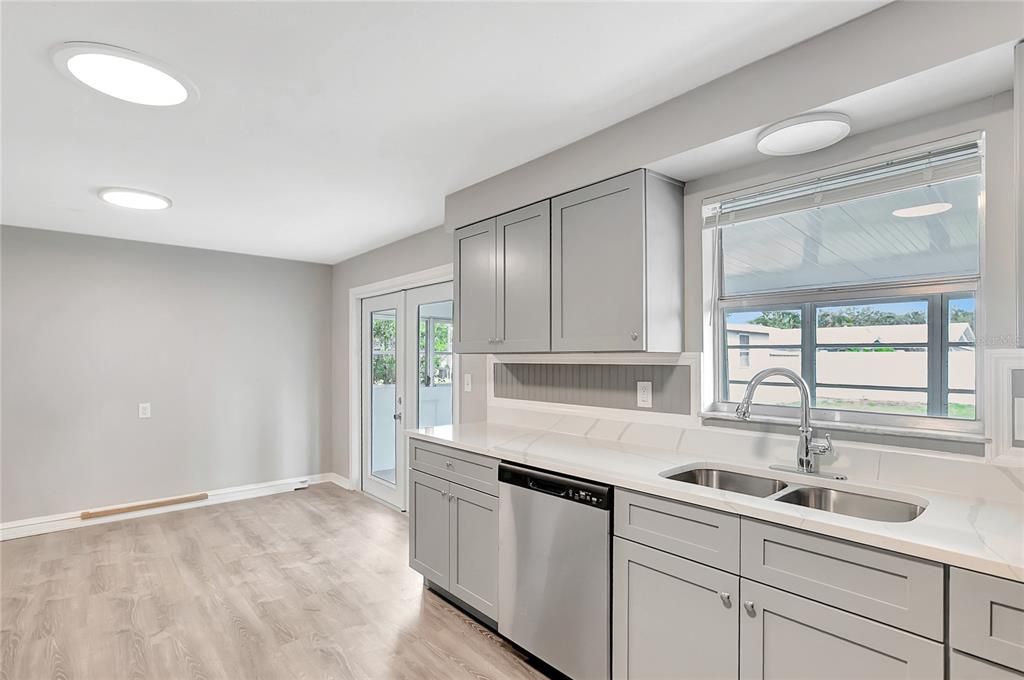 Interior, Kitchen, Recessed Lighting, Wood Texture Flooring
