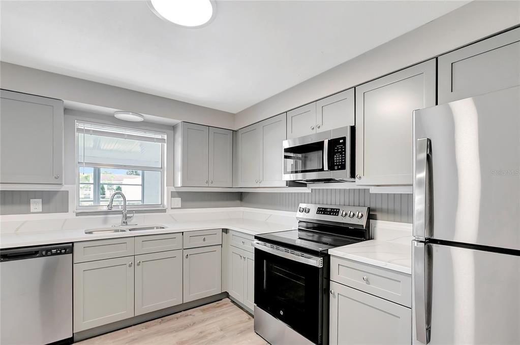 Interior, Kitchen, Stainless Steel Appliances, Wood Texture Flooring