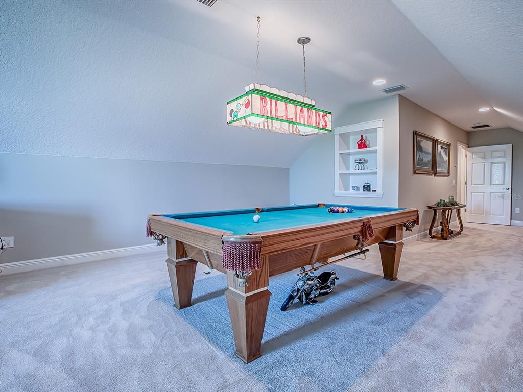 Billiard Table, Game Room, Interior, Pendant Lights, Recessed Lighting