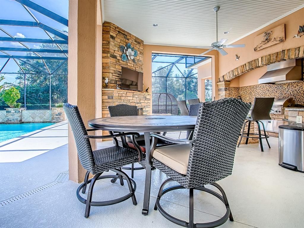 Dining room, Glass Ceilings, Interior, Pool, Stone Walls, Sun Room