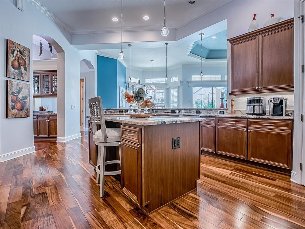 Interior, Kitchen, Pendant Lights, Recessed Lighting, Wood Texture Flooring