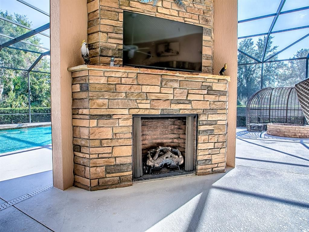 Fireplace, Glass Ceilings, Interior, Pool, Sun Room