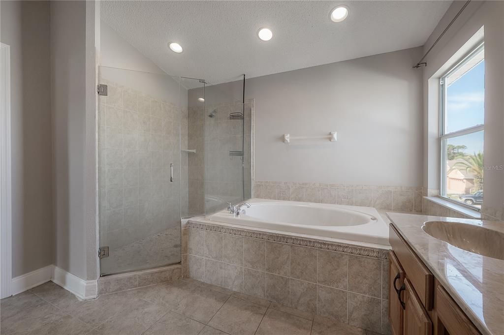 Bathroom, Dual Sink Vanities, Glass Shower, Interior, Recessed Lighting