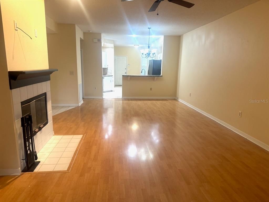Empty room, Fireplace, Interior, Wood Texture Flooring