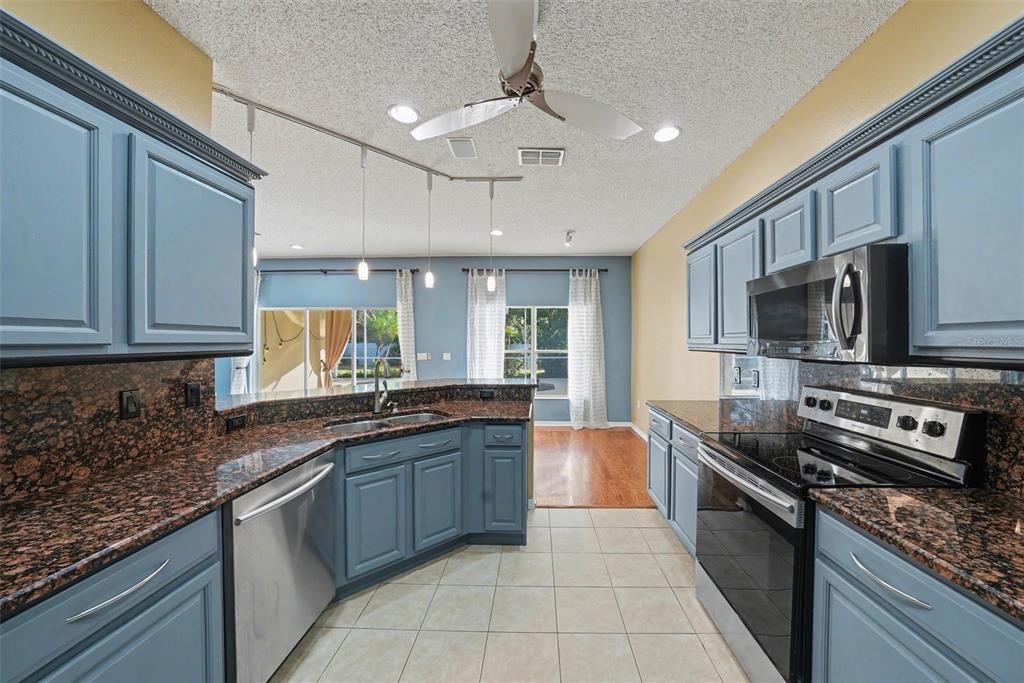 Interior, Kitchen, Pendant Lights, Recessed Lighting, Stainless Steel Appliances